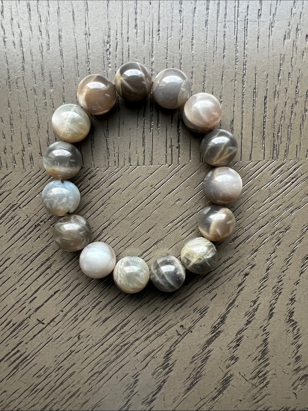 Black moonstone bracelet 14mm SIZE 6.75’